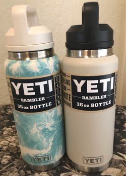 New Set of Two Yeti Rambler 36oz Bottles with Chug Caps