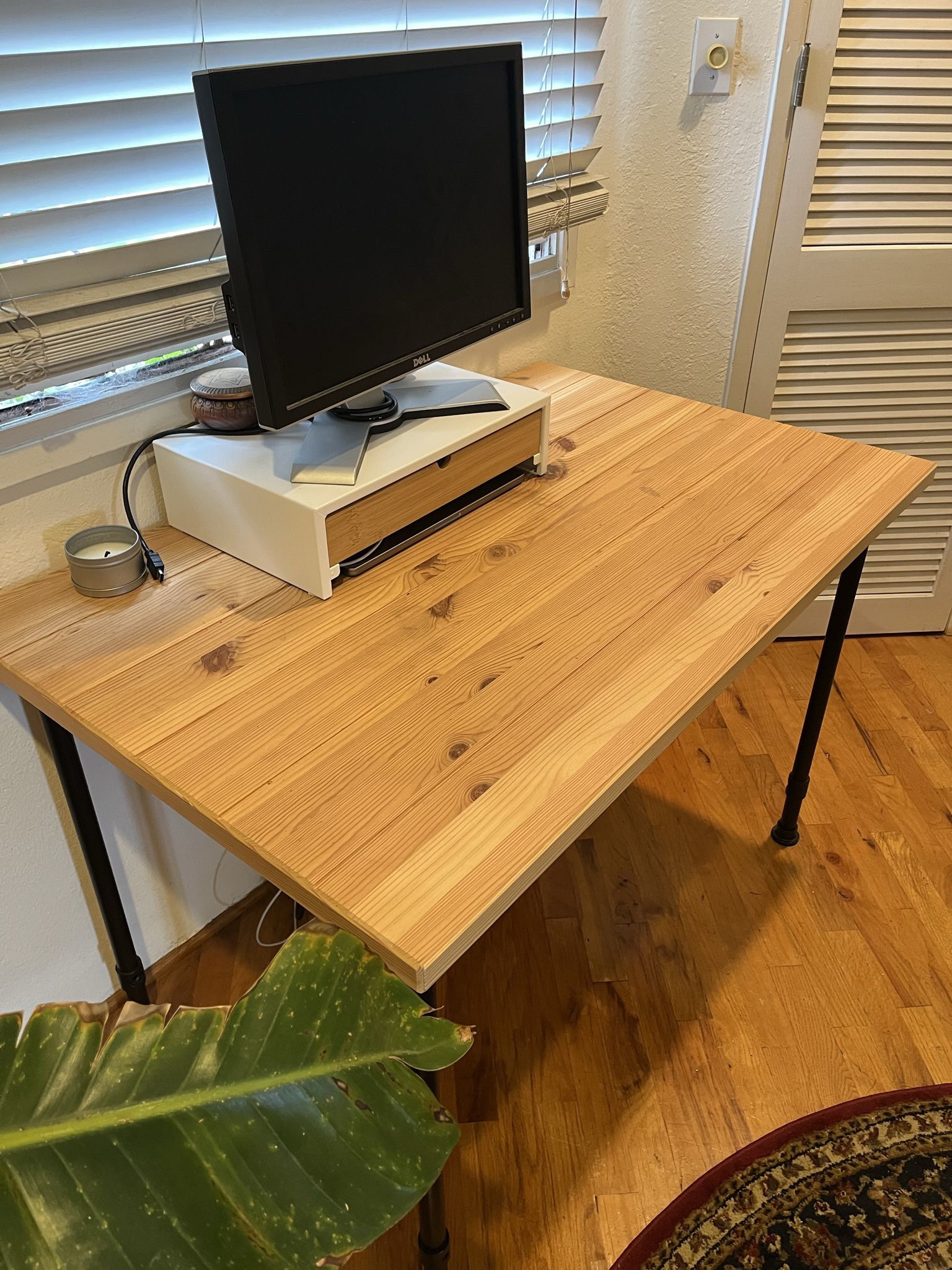 Natural Wood Desk (Computer Monitor Available)