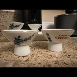 Vintage Sake set of 4 mini cups and serving plate made in Japan