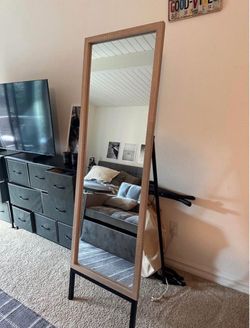 Full-Length Floor Mirror with Wood Frame