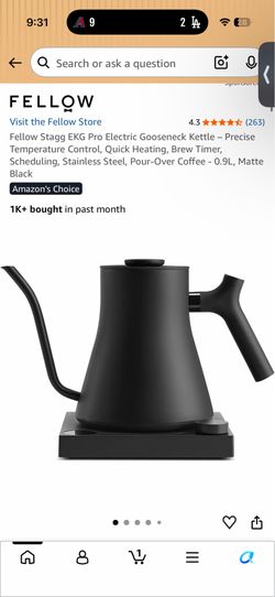 Fellow Stagg EKG Pro Electric Gooseneck Kettle – Precise Temperature Control, Quick Heating, Brew Timer, Scheduling, Stainless Steel, Pour-Over Coffee