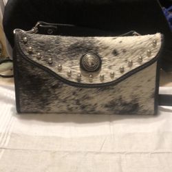 Saddle Barn Cowhide Shoulder Wallet 