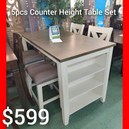 🤗 5pcs Counter Height Table Set 