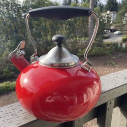 Chantal Red Enamel Tea Kettle Pot 