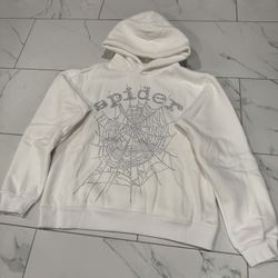 White Spider Hoodie With Rhinestones 