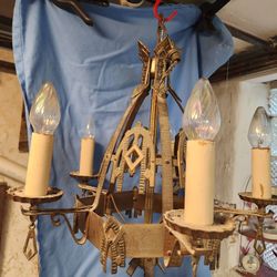 Vintage  5 Bulb metal chandelier