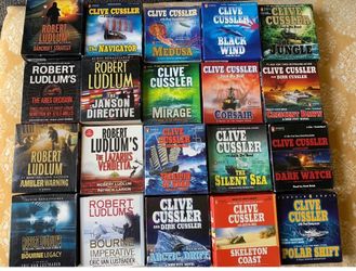 Lot of 20 Clive Cussler + Robert Ludlum CD Audiobooks Action Espionage
