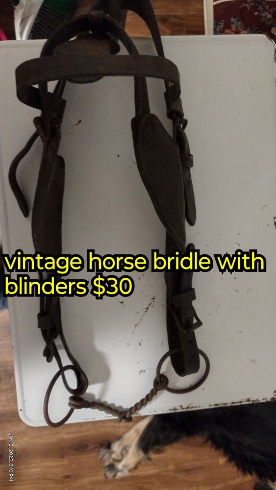 Vintage Draft Horse Harness Bridle With Blinders