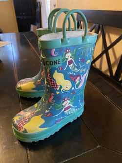 Lone cone girls mermaid Rain Boots toddler sz 7 Used but lots of life left