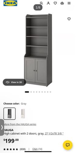 IKEA HAUGA High Cabinet with 2 Doors, Gray