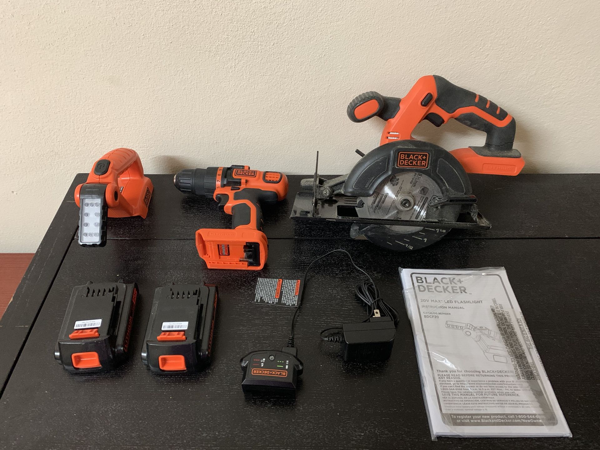 Black and Decker 20 volt Drill Circular saw Reciprocating Saw