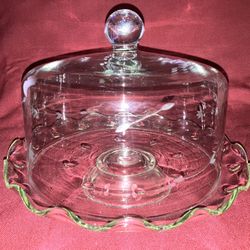 Princess House Etched Crystal Domed Pedestal Cake Stand