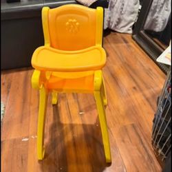 Vintage Mattel Tuff Stuff Baby Doll High Chair Orange & Yellow 1980