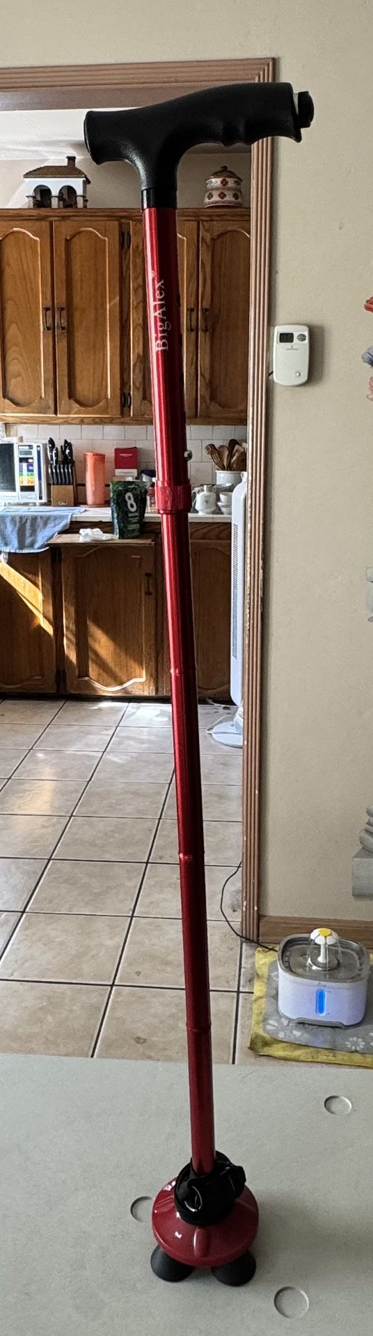 Folding Walking Cane with LED Light,Pivoting Quad Base,Adjustable Walking Stick with Carrying Bag for Man/Woman (Alloy Base)