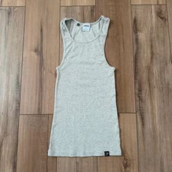 Gymshark mens gray basic cotton ribbed slim fit tank top
