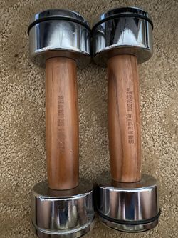 5lb Sharper Image chrome and wood dumbbells