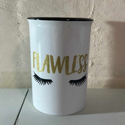 Flawless Lashes Ceramic Makeup Brush Pen Holder White Black Gold