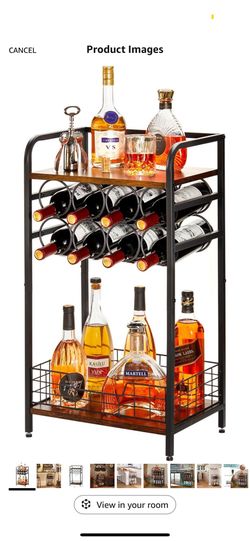 3 tier wine bar table with Bar LED sign, 5 eight ounce martini glasses, and bar cocktail shaker set.