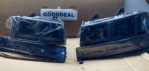 #49 Fit 03-14 Express/Savana 2500/3500 Smoked Switch Black LED Lights Lamp Headlight 