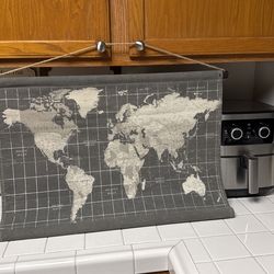World Map Grey Canvas Map Wall Art