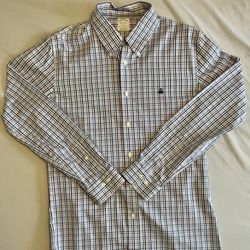 Brooks Brothers Milano Shirt Mens L Pink Blue Teal Plaid Cotton Button-Down