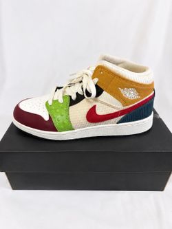 Nike Air Jordan 1 Mid SE GS White Gym Red Black Size 6Y