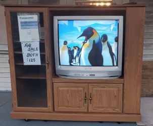  "Two For One"... $99.00 ... 33 Inch Panasonic and Oak Console  has Excellent Picture includes Remote Control