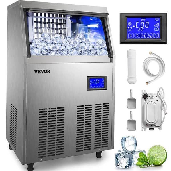 19 lb. Bin Stainless Steel Freestanding Ice Maker Machine with 130 lb. 24 Hour Commercial Ice Maker in Silver