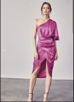 Best Of You Fuchsia Pink Satin One Shoulder Dress
