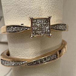 Ladie's 10K Yellow Gold Bridel Set (Size 7)new