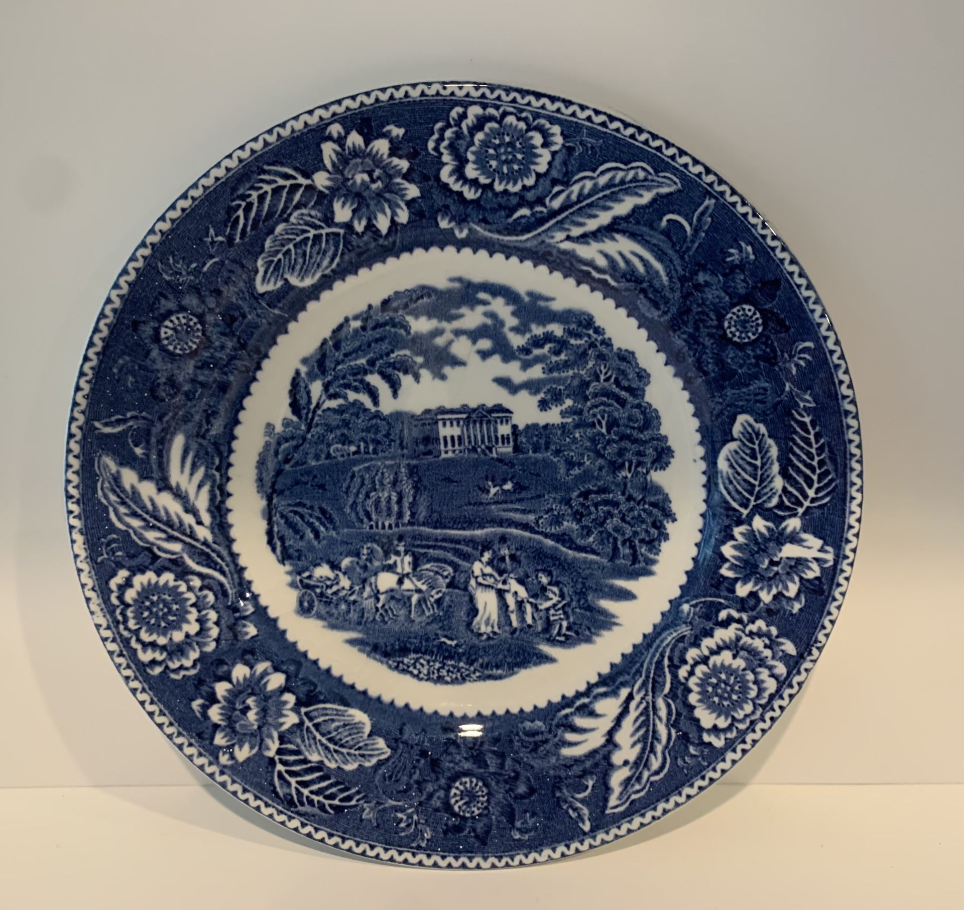 ANTIQUE Decorative Plate CERAMICA WOOD&SONS BURSLEM WOODLAND BLUE