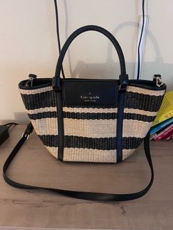 KS Striped Straw Tote Bag