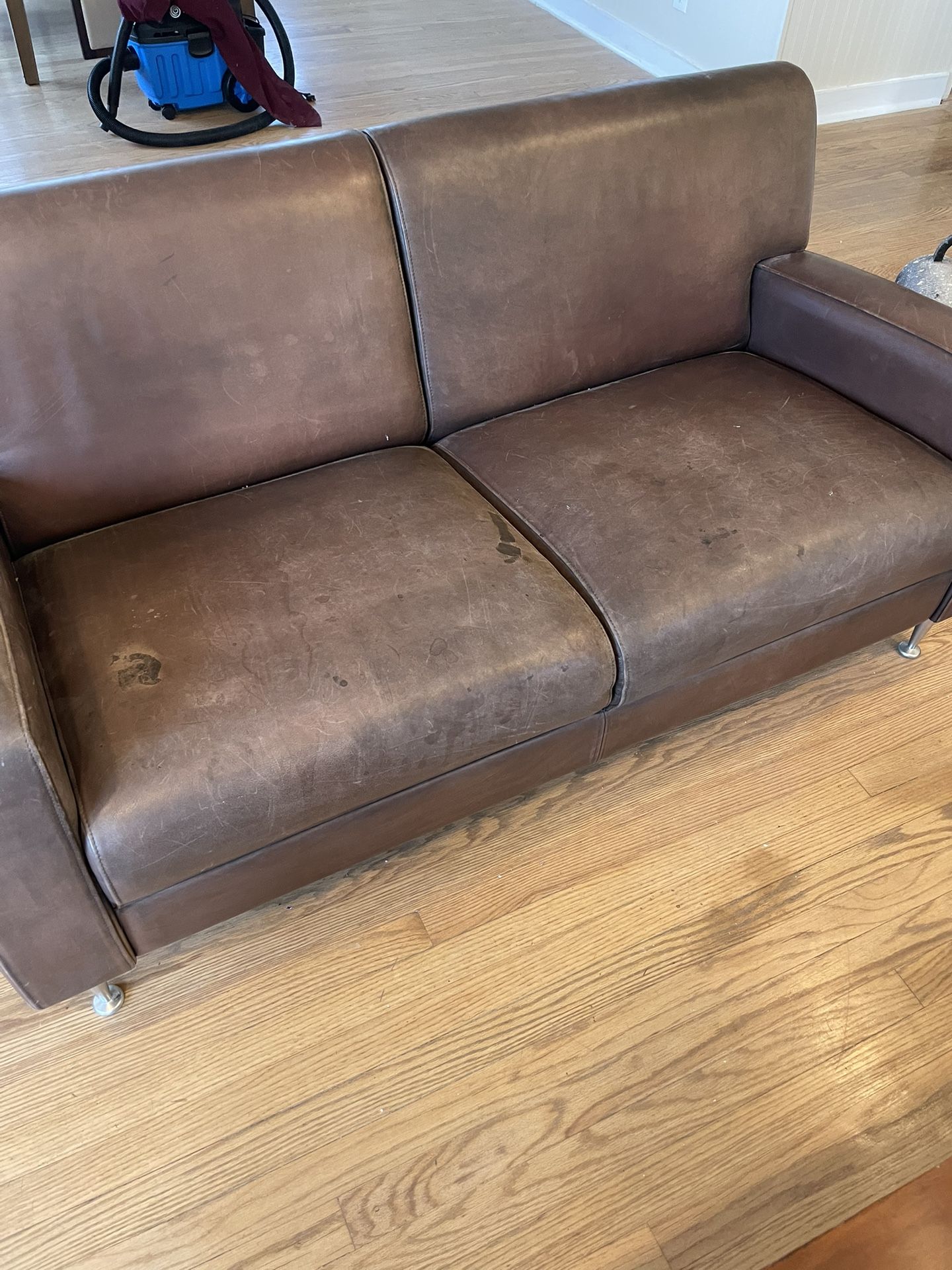 Leather Sofa And Love Seat With Side Chairs And Tables