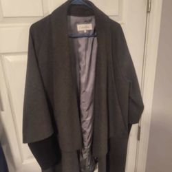 Calvin Klein Gown Coat with Docking, Gray women's size S
