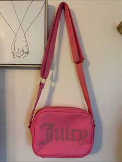 Juicy Couture Pink Shoulder Bag Logo Studded Adjustable Strap Gold Hardware