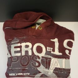 Aeropostale Hooded Burgandy Color Hoodie With Front Pockets Size L