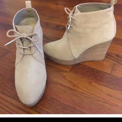 Michael Kors Beige Suede Wedge Booties