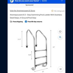 XtremepouwerUS 3 - Step Swimming Pool Ladder With Stainless Steel Steps, In Ground Pool Step 14