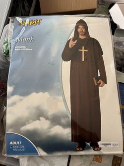 Spirit Halloween Adult Monk Costume – Brown Hooded Robe – One Size