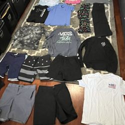 Lot of 16 Clothes Boys: Polo, Lacoste, Vans, Abercrombie Youth Shorts Shirts