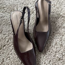 Glossy Wine Slingback Heels - Like New (7,5)