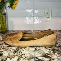 Old Navy Tan Suede Pointed-Toe Loafer Flats