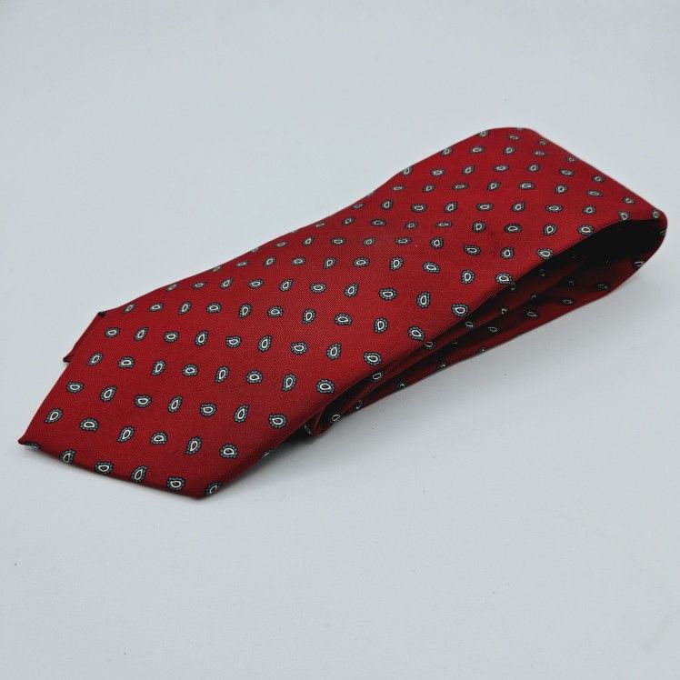 Vintage Yves Saint Laurent Silk Tie Mens Necktie Neckwear Red Turquoise Paisley