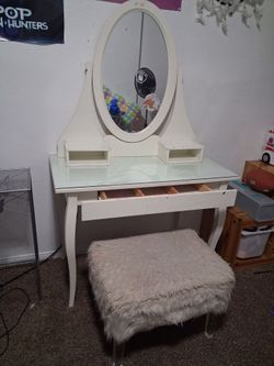 Vanity with glass