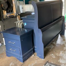 Queen Bed Frame And Drawer Set LED 