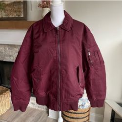 Men's Bomber Jacket Xl Banana Republic Republic Burgundy 
