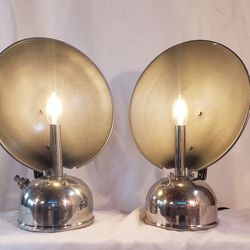 2 Antique Reflective Kerosene Heater Lamps