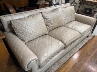 Elegant Cream Leather Sofa