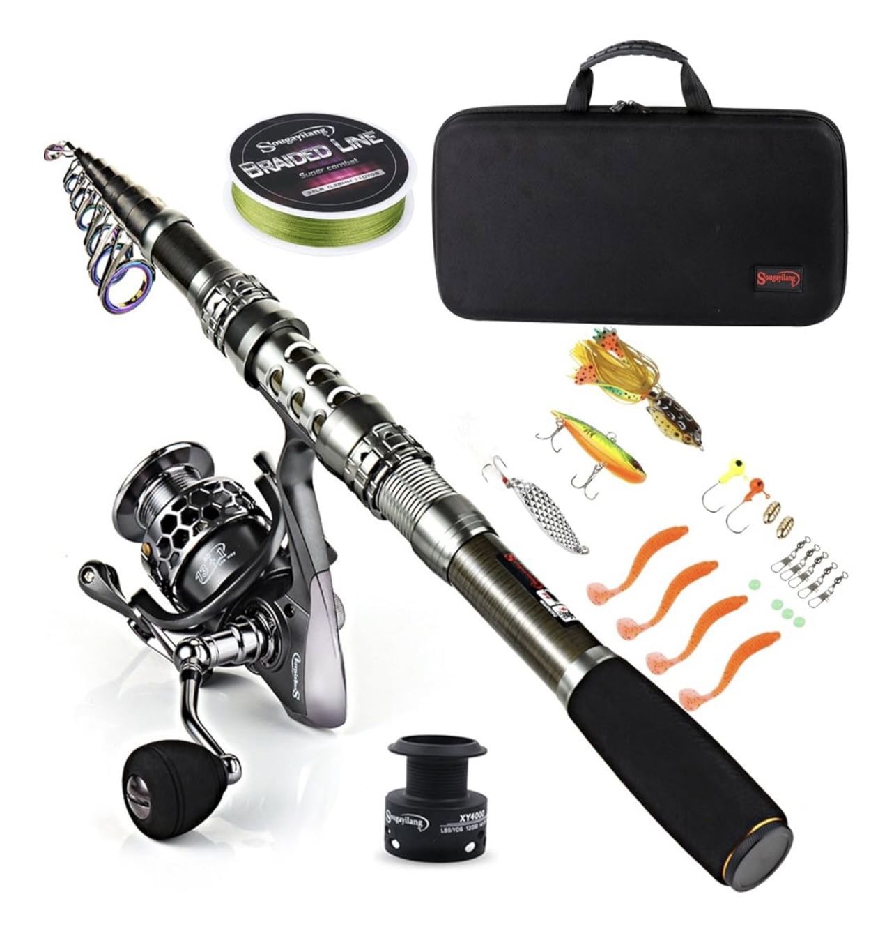 Sougayilang Fishing Rod Reel Combo with Telescopic Fishing Pole