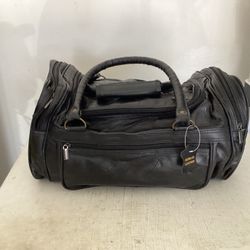 Black Leather Duffel Bag 